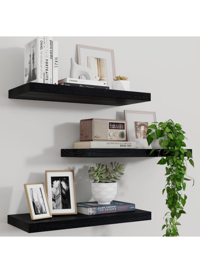 عربست رفوف الجدار العائمة,الجدار الزاوية الزخرفية الرف,3 حزمة الجدار الأسود الرف,الجدار المثبتة الرف الخشبي,الديكور المنزلي المألوف,مناسبة لغرفة النوم / غرفة المعيشة / الحمام / المطبخ / المكتب (30 + 40 + 50 سم) - Image 1